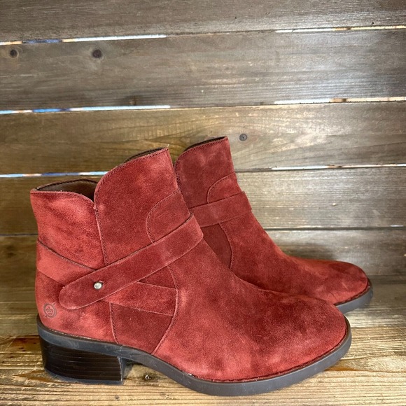New NWOB Womens Born Tori Red Suede Comfort‎ Ankle Boots Booties Size 8 M - Picture 1 of 6